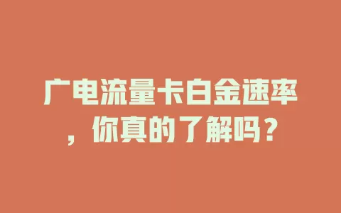 广电流量卡白金速率，你真的了解吗？