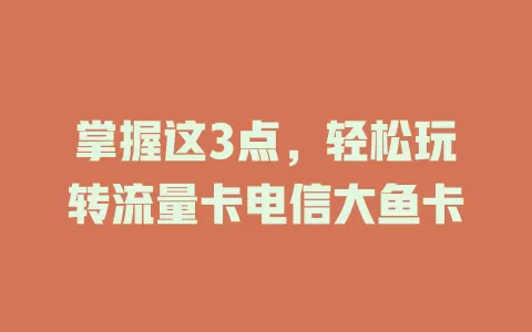 掌握这3点，轻松玩转流量卡电信大鱼卡