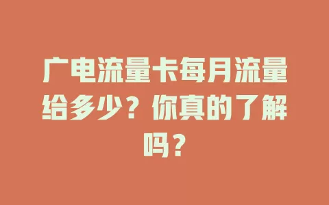 广电流量卡每月流量给多少？你真的了解吗？