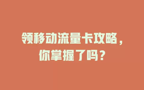 领移动流量卡攻略，你掌握了吗？