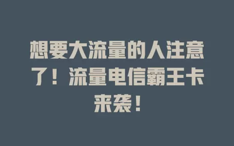 想要大流量的人注意了！流量电信霸王卡来袭！