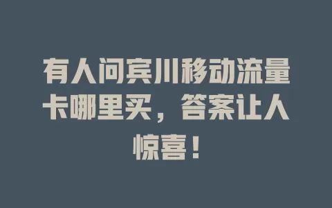 有人问宾川移动流量卡哪里买，答案让人惊喜！