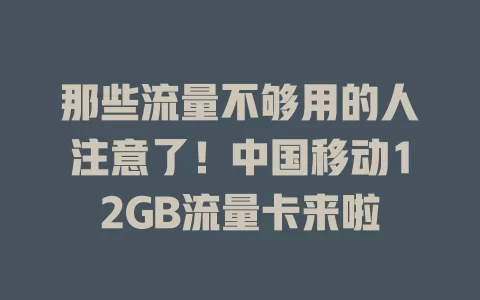 那些流量不够用的人注意了！中国移动12GB流量卡来啦