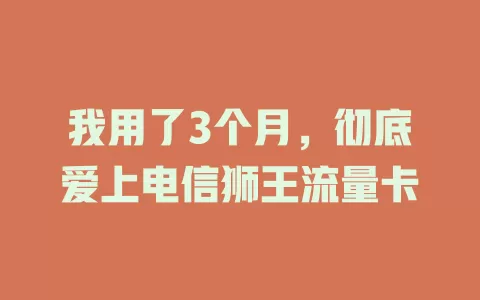 我用了3个月，彻底爱上电信狮王流量卡