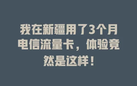 我在新疆用了3个月电信流量卡，体验竟然是这样！