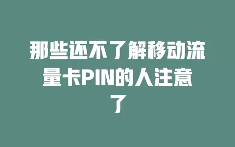 那些还不了解移动流量卡PIN的人注意了