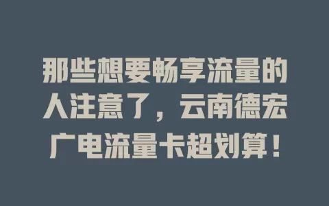 那些想要畅享流量的人注意了，云南德宏广电流量卡超划算！