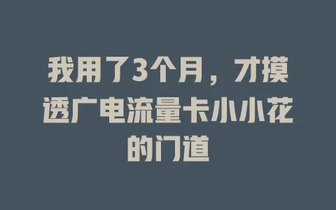 我用了3个月，才摸透广电流量卡小小花的门道
