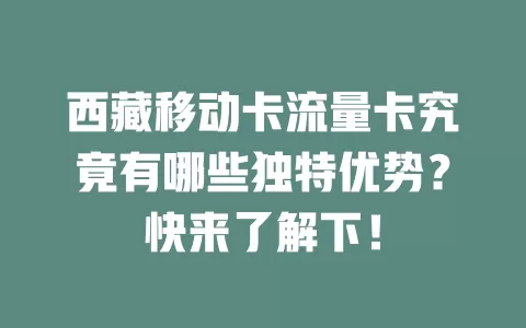 西藏移动卡流量卡究竟有哪些独特优势？快来了解下！