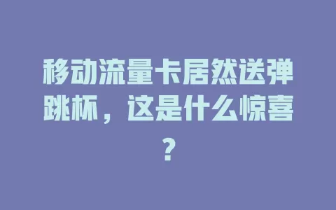 移动流量卡居然送弹跳杯，这是什么惊喜？