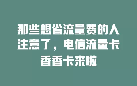 那些想省流量费的人注意了，电信流量卡香香卡来啦