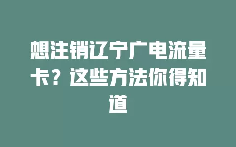 想注销辽宁广电流量卡？这些方法你得知道