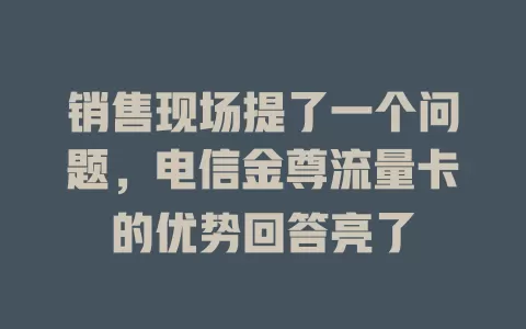 销售现场提了一个问题，电信金尊流量卡的优势回答亮了
