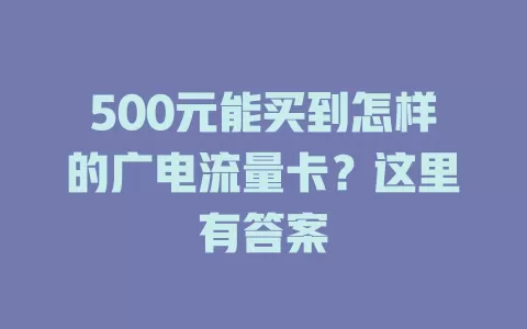 500元能买到怎样的广电流量卡？这里有答案