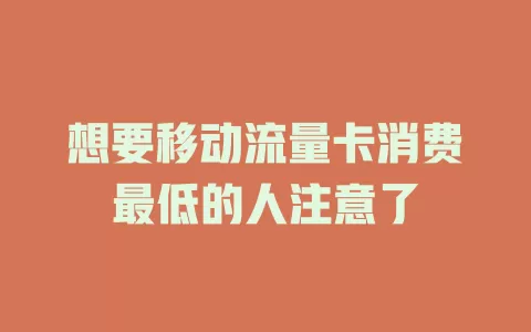 想要移动流量卡消费最低的人注意了