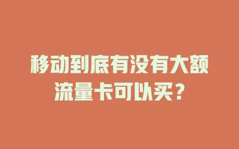 移动到底有没有大额流量卡可以买？