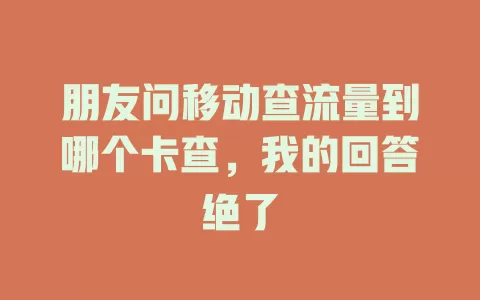 朋友问移动查流量到哪个卡查，我的回答绝了