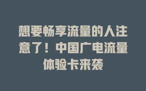想要畅享流量的人注意了！中国广电流量体验卡来袭
