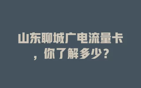 山东聊城广电流量卡，你了解多少？