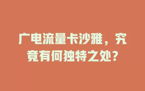 广电流量卡沙雅，究竟有何独特之处？