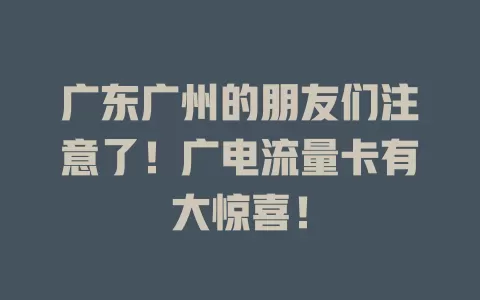 广东广州的朋友们注意了！广电流量卡有大惊喜！