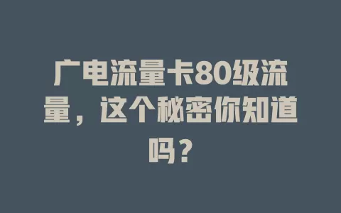 广电流量卡80级流量，这个秘密你知道吗？