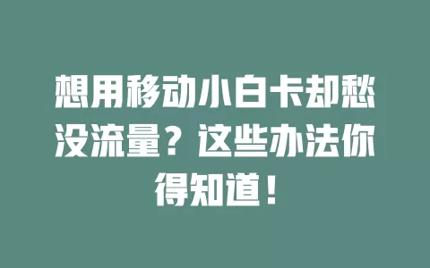 想用移动小白卡却愁没流量？这些办法你得知道！