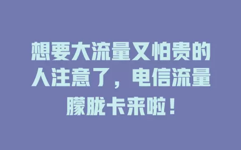 想要大流量又怕贵的人注意了，电信流量朦胧卡来啦！