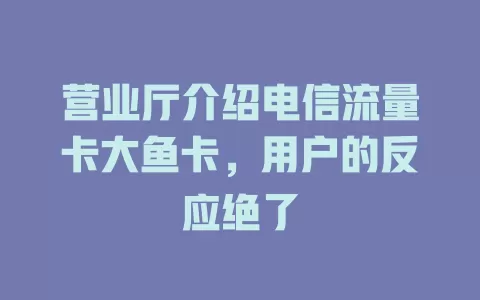 营业厅介绍电信流量卡大鱼卡，用户的反应绝了