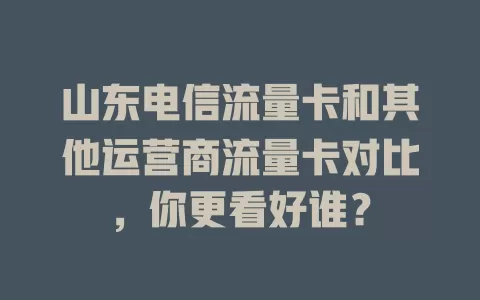 山东电信流量卡和其他运营商流量卡对比，你更看好谁？