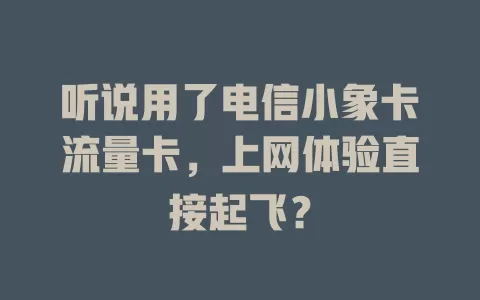 听说用了电信小象卡流量卡，上网体验直接起飞？