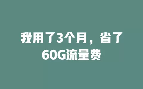 我用了3个月，省了60G流量费