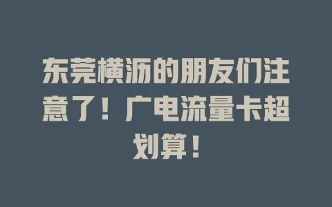 东莞横沥的朋友们注意了！广电流量卡超划算！