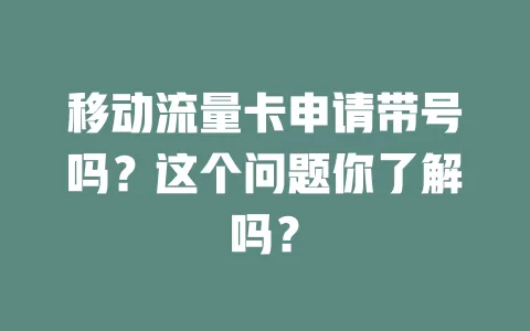 移动流量卡申请带号吗？这个问题你了解吗？
