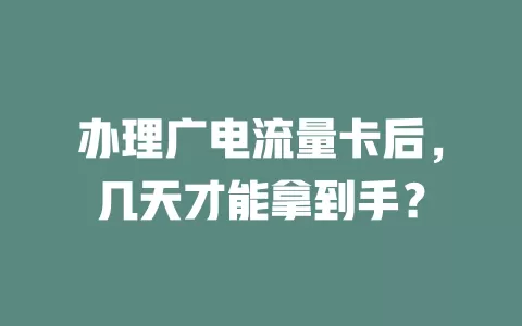 办理广电流量卡后，几天才能拿到手？