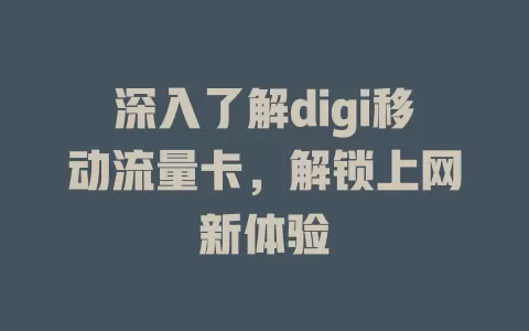 深入了解digi移动流量卡，解锁上网新体验