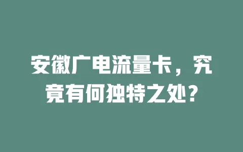 安徽广电流量卡，究竟有何独特之处？