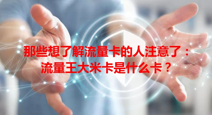 那些想了解流量卡的人注意了：流量王大米卡是什么卡？