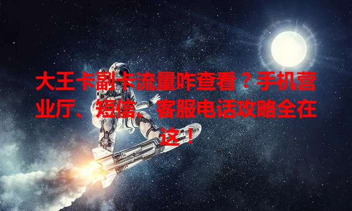 大王卡副卡流量咋查看？手机营业厅、短信、客服电话攻略全在这！