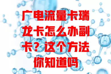 广电流量卡瑞龙卡怎么办副卡？这个方法你知道吗