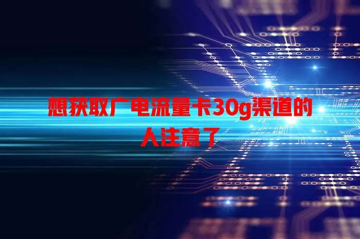 想获取广电流量卡30g渠道的人注意了