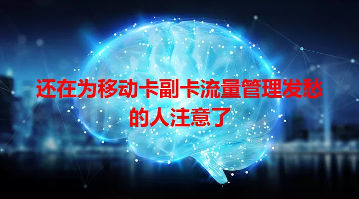 还在为移动卡副卡流量管理发愁的人注意了