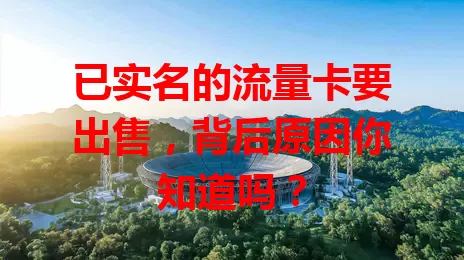 已实名的流量卡要出售，背后原因你知道吗？