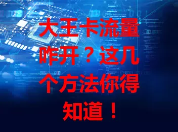 大王卡流量咋开？这几个方法你得知道！