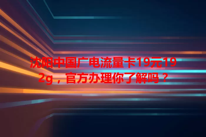 沈阳中国广电流量卡19元192g，官方办理你了解吗？