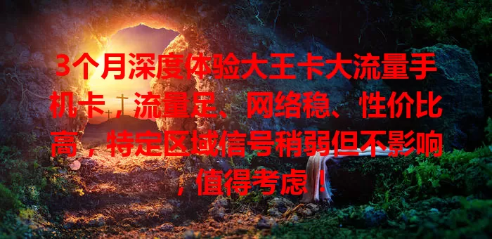3个月深度体验大王卡大流量手机卡，流量足、网络稳、性价比高，特定区域信号稍弱但不影响，值得考虑！