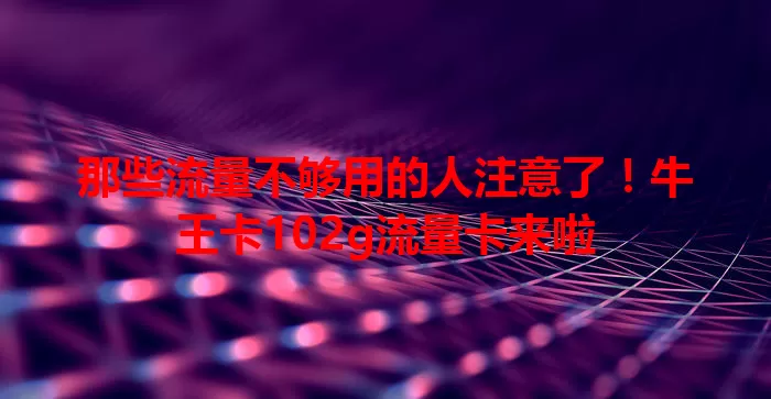 那些流量不够用的人注意了！牛王卡102g流量卡来啦