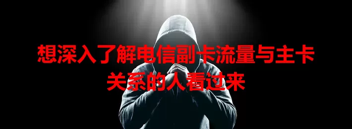 想深入了解电信副卡流量与主卡关系的人看过来