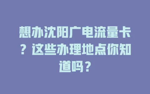 想办沈阳广电流量卡？这些办理地点你知道吗？