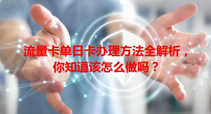 流量卡单日卡办理方法全解析，你知道该怎么做吗？